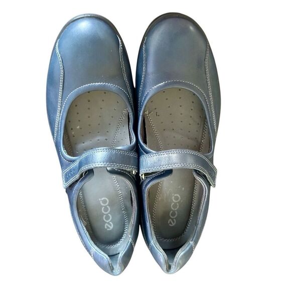 Ecco Sky Navy Blue Leather Mary Jane Flats Size 41 US 10 - 10.5 - Picture 2 of 10